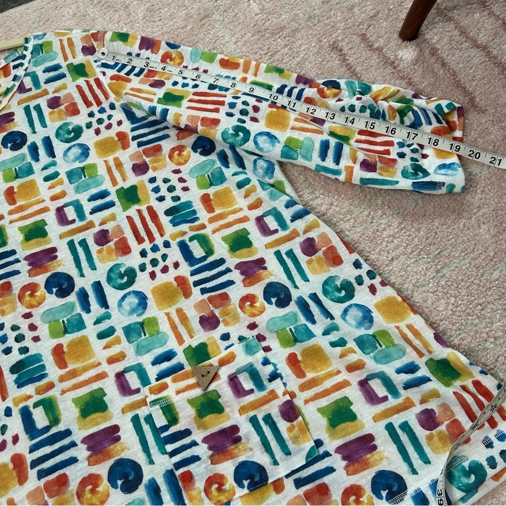 Ali Miles Colorful Geometric Print Tunic Top Size 3X 3/4 Sleeves Art to Wear - Picture 12 of 12